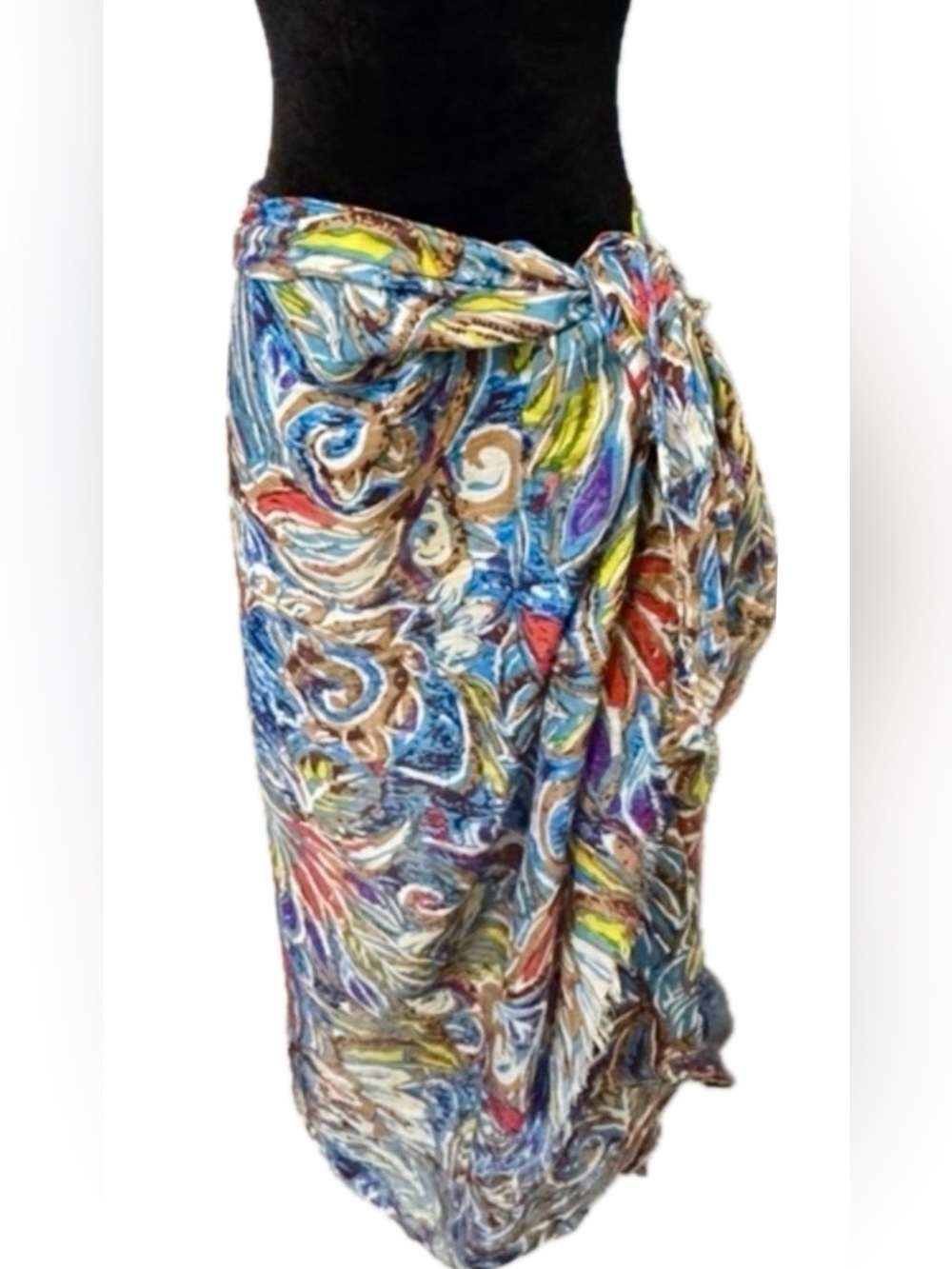 Bindya NY Abstract Print Scarf Wrap Shawl Sarong Beach Cover Up 40x78 Boho Resor